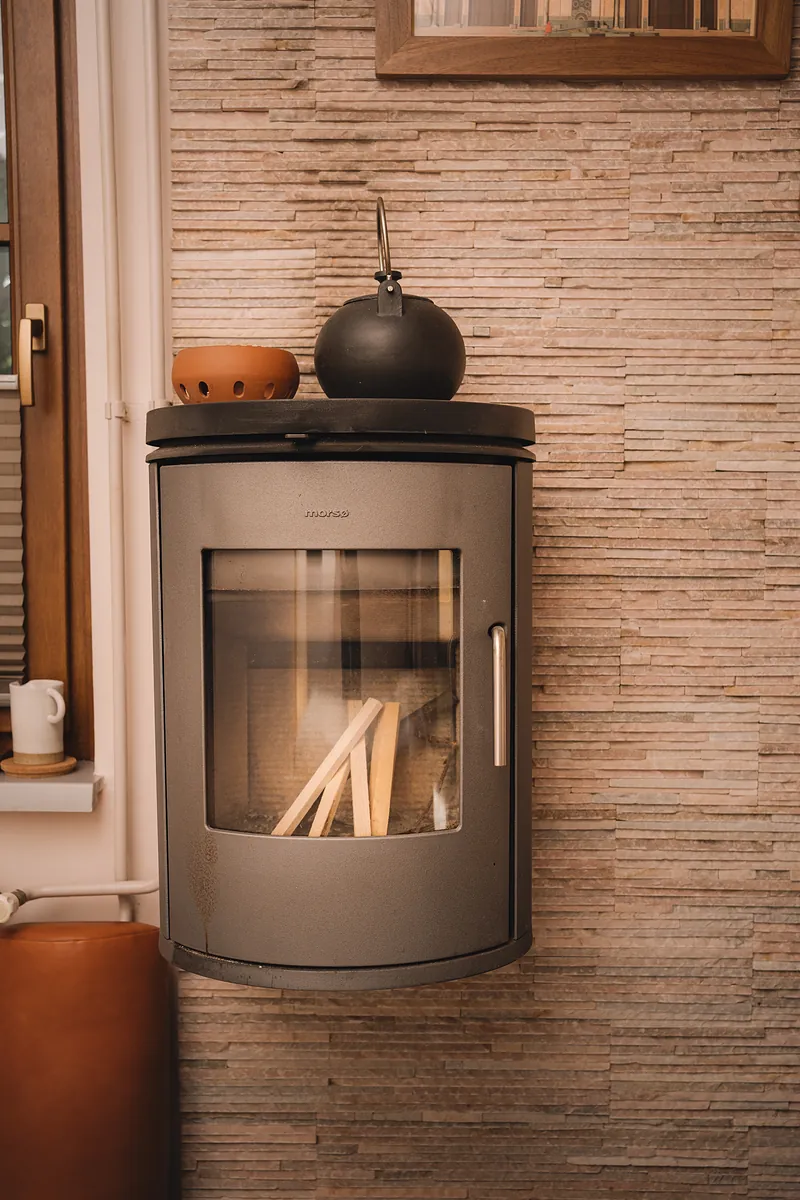 Wood stove in the treatment room